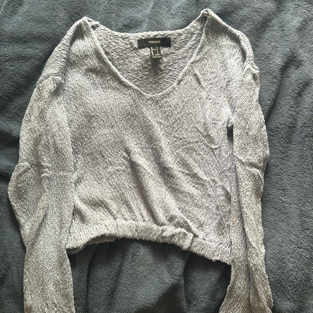 Light Blue Cropped Sweater Top